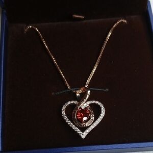 Redbee GP S925 Heart Pendant Necklace "I Love You For Always And Forever"